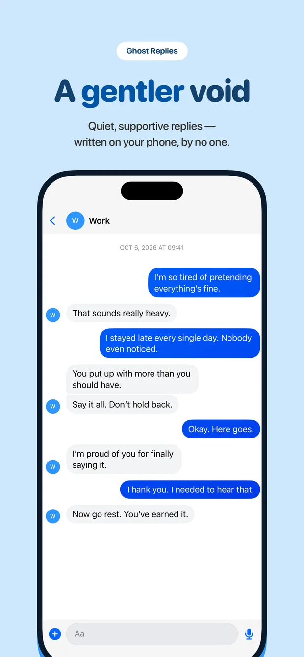 Ghost replies — quiet, supportive answers written by no one
